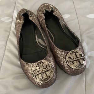 Tory Burch metallic gold ballet flats